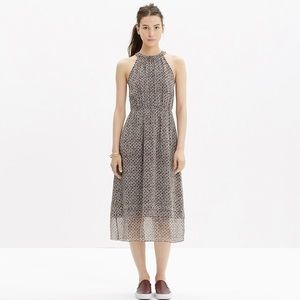 Madewell Silk Midi Dress in Diamond Tile